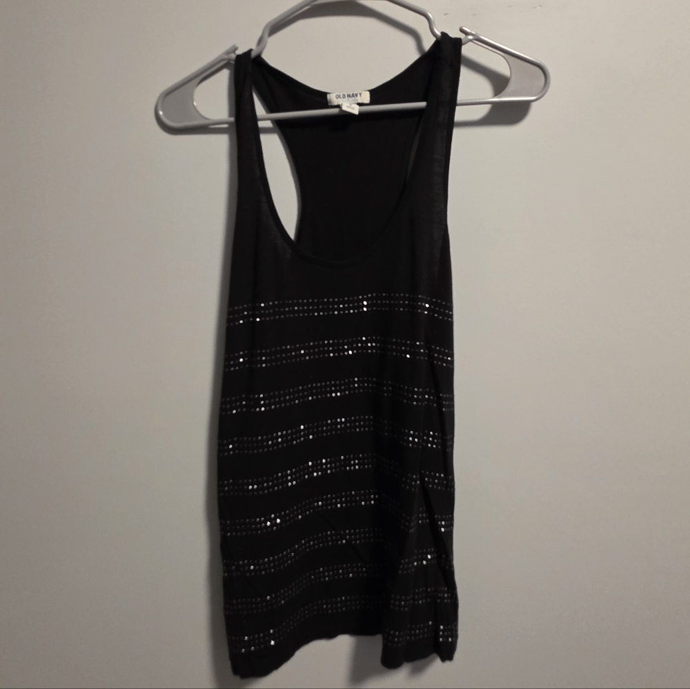 Old Navy Black Tank Top with Rhinestone Details